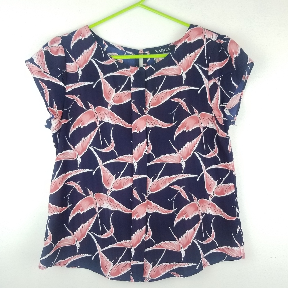 Varga Black Pink Bird Blouse
